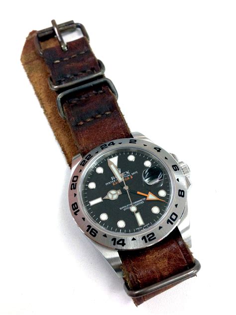 rolex explorer 2 with leather strap